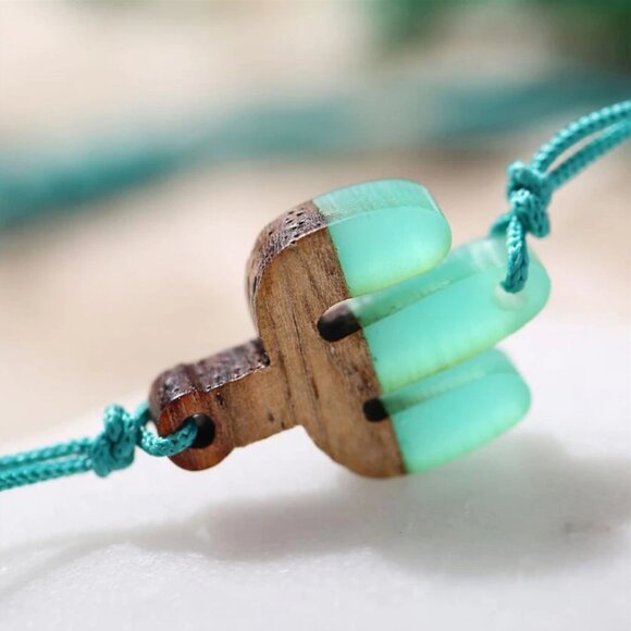 Boho Wooden Cactus Rope Bracelet - Picture 4 of 5